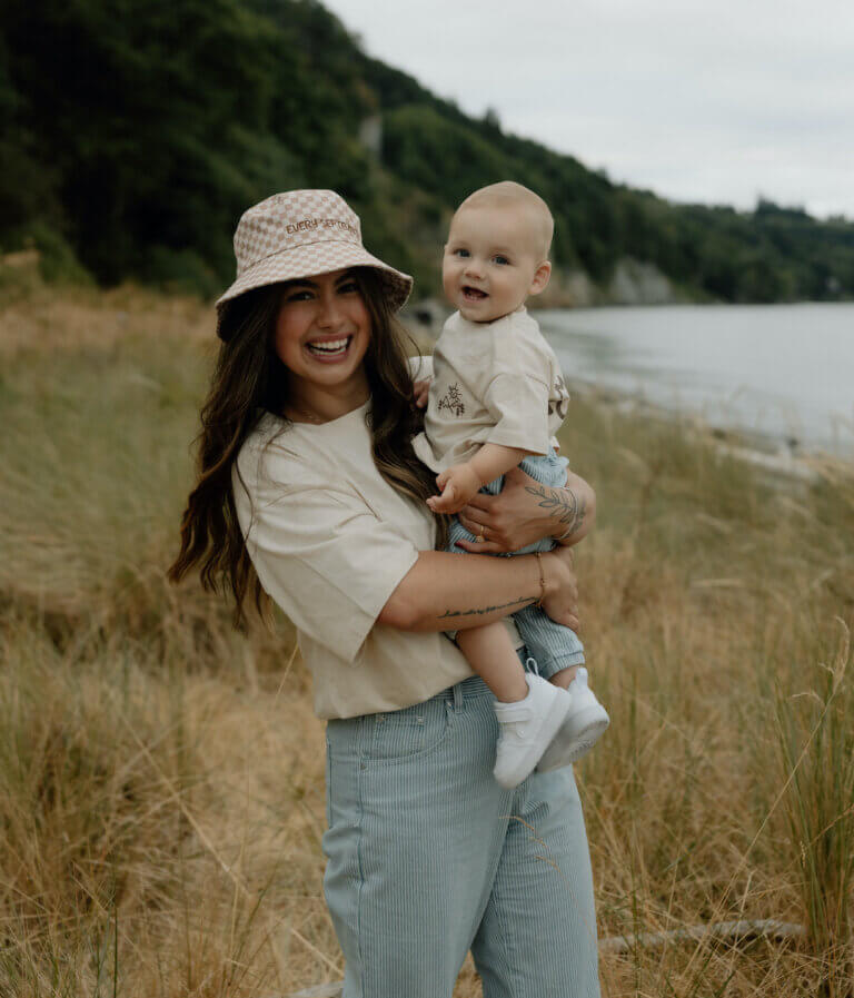 mom and baby outdoors