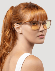 Gunnar Reading Glasses in Rose Late with Amber Lenses